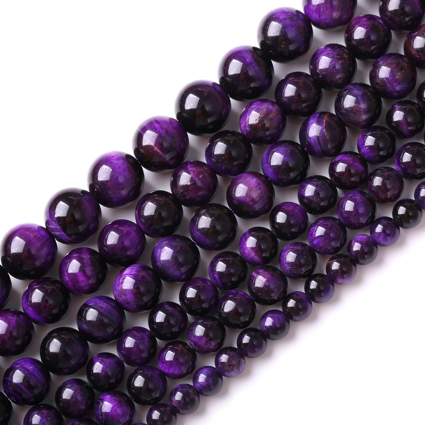 6mm 60pcs A+ Natural Purple Tiger Eye Stone Beads Round Spacer Loose Beads for Jewelry Making DIY Bracelet Necklace 15" Inch