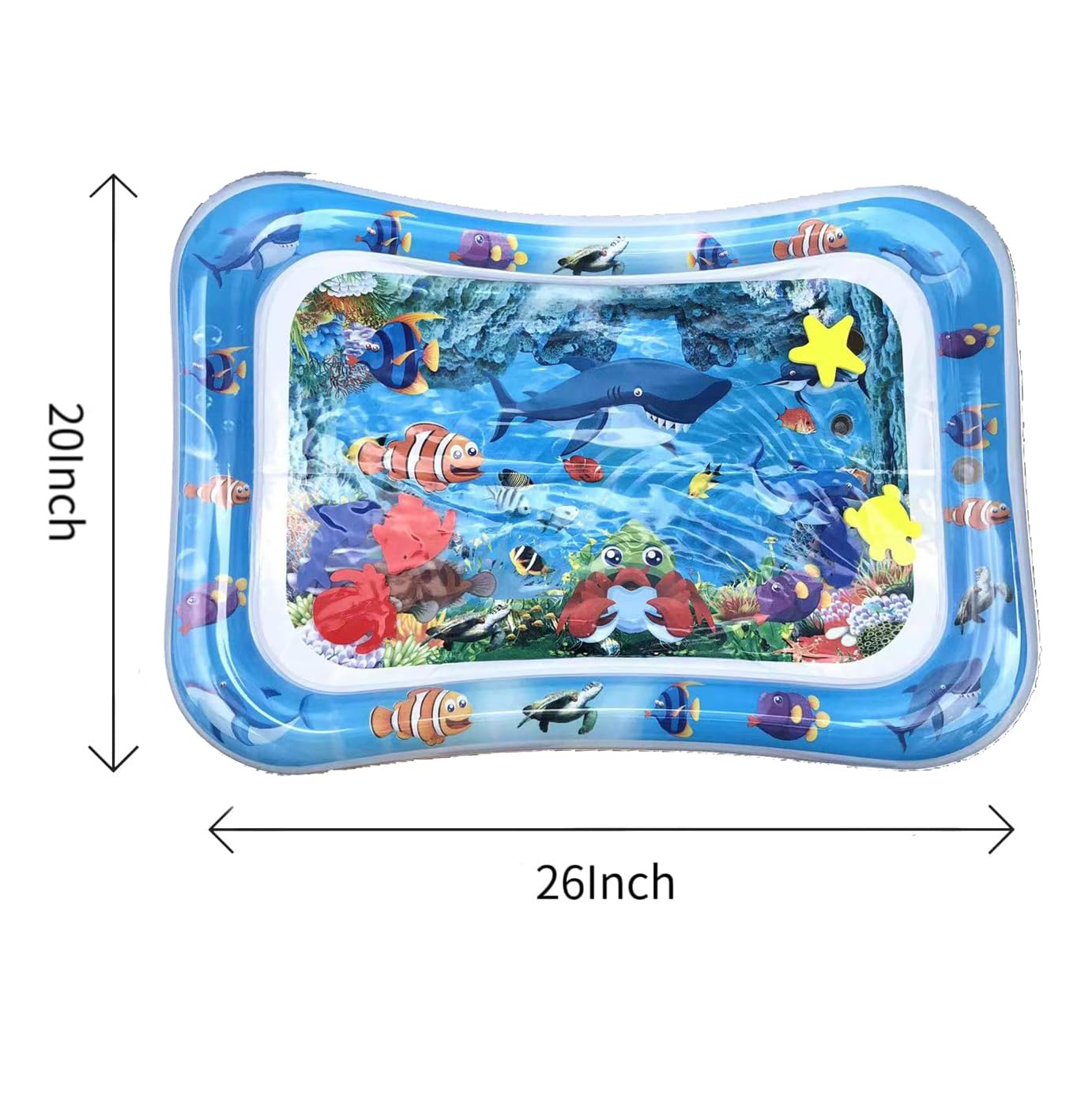 PandaEar 2-Pack Tummy Time Water Mat for Baby 3-36 Months - High Contrast Black & White + Ocean Sensory Play Mat - BPA-Free Leak-Proof Inflatable Infant Toys for Brain Development & Motor Skills