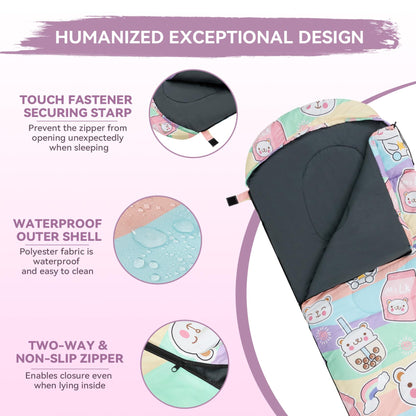 Kids Sleeping Bag for Camping - Lightweight 3 Season Child Backpacking Sleeping Bag for Girls and Boys, Waterproof Compact Youth Camping Gear for Outdoor by Croosseoutdoors
