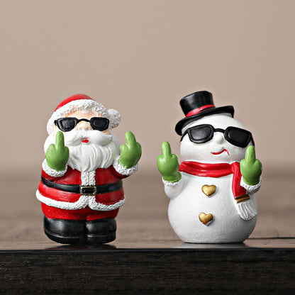 Daisylily Funny Santa Snowman Statue Figurine Christmas Decor, Naughty Xmas New Year's Gifts for Desk Shelf Ornaments - Snowman