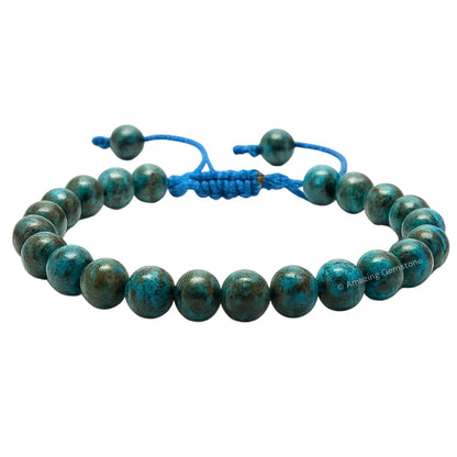 Amazing Gemstone Chrysocolla Bracelet, Gifts For Men & Women - Protection Healing Crystal Bracelet - 8mm Gemstone Beaded Adjustable Bracelet, Pulseras Para Hombres Mujer Stocking Stuffers
