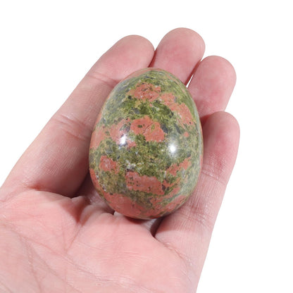 favoramulet Polished Stone Egg for Easter Day, Palm/Pocket/Worry Enegry Healing Crystal Display Sphere Figurine Fengshui, Unakite 1.8" x 1.3"