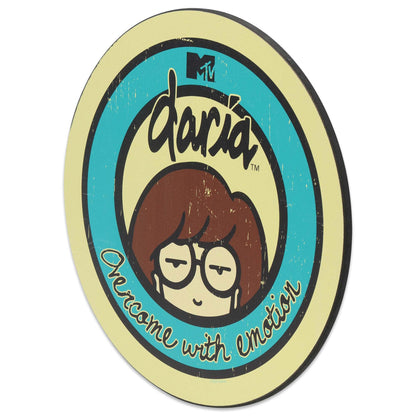 Daria Overcome With Emotion Round Wood Wall Decor - Funny Daria Sign for Home or Office