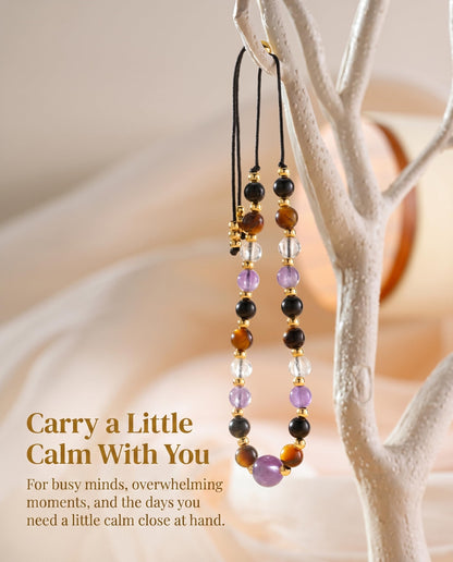 Worry Stones Anxiety Relief Items Fidget Bracelet Healing Crystals Spiritual Sensory Mood Strength Jewelry, Calming Holistic Crystal Gifts Purple Gemstone Bracelets for Women Teen Daughter Sister