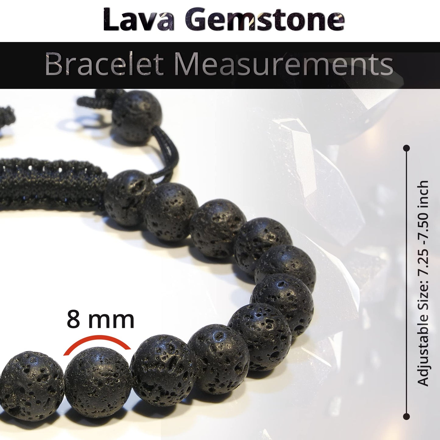 ANAYA AGATE Lava Rock Chakra Bracelet - Energy Protection Crystal Handmade Adjustable Bead Bracelet Perfect for Men, Women’s Christmas Gift - Gemstone Healing Stretch Pulsera Para Hombre Mujer Stocking Stuffer