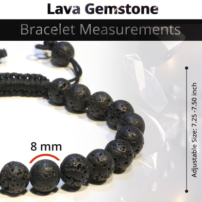 ANAYA AGATE Lava Rock Chakra Bracelet - Energy Protection Crystal Handmade Adjustable Bead Bracelet Perfect for Men, Women’s Christmas Gift - Gemstone Healing Stretch Pulsera Para Hombre Mujer Stocking Stuffer