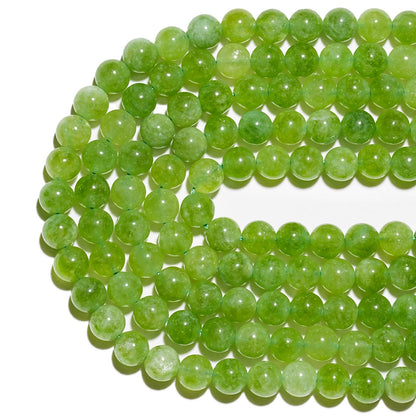 10mm Natural Green Peridot Gemstone Beads Polished Round Smooth Stone Beads for Bracelets Jewelry Making 15inch Loose Beads