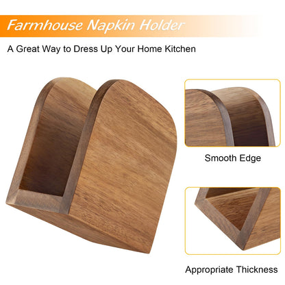 ALELION Acacia Wood Napkin Holder for Table, Wooden Upright Napkin Holders for Kitchen, Standing Napkin Dispenser for Kitchen Dining Room Party Cocktail Outdoor Use