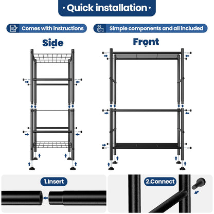 Abiglifty Storage Shelves, 3-Tier Metal Shelving, Wire Shelving with Adjustable Leveling Feet, Shelf Organizer for Bathroom, Closet, Garage