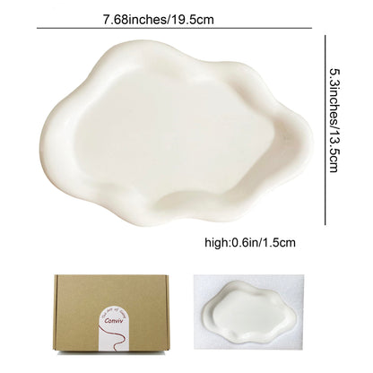 Conviv Ceramic Jewelry Tray,Ring Dish Holder,Perfume Trinket Dish,Key Bowl Vanity Cute Things Room Decor Aesthetic, Birthday Mother's Day Christmas Warm House Gifts for Women(White)