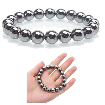Cryhand Handmade 8mm Beaded Bracelets For Men Protection Bracelet For Women Chakra Feng Shui Stretchy Handmade Lucky Money Stretchy Crystal Bracelets Best Gifts (Hematite 1PCS)