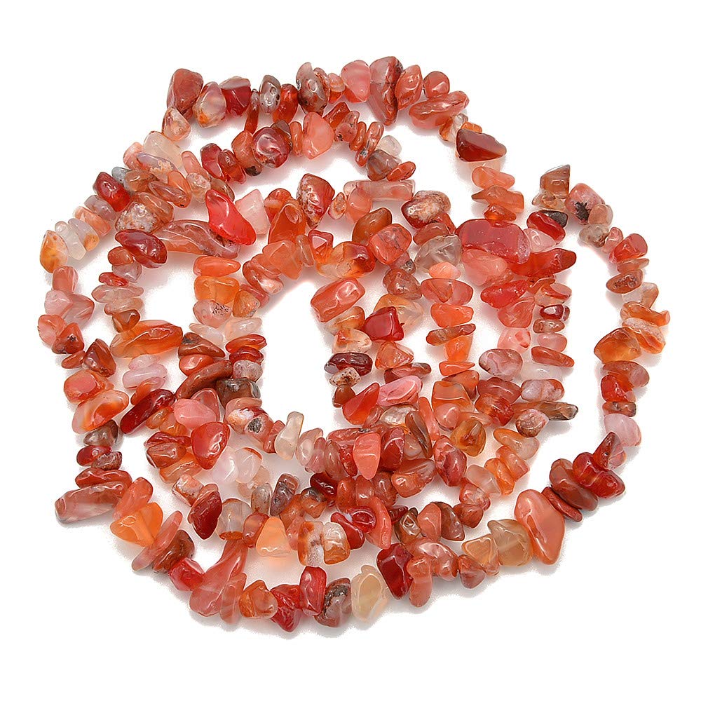 PLTbeads 5-8mm Natral Healing Gemstone Waist Bracelets Necklace Kit Irregular Stone DIY Crafts Design Jewelry Making 1 Strand per Bag Approxi 34 inch (Red Agate Chips)