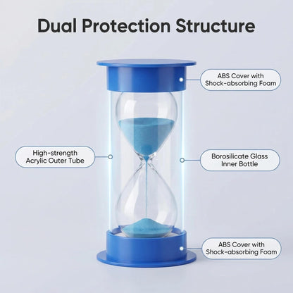 JIEHET Hourglass Sand Timer 5 Minutes, Dual Protection Hour Glass with Sand, Sand Timer for Kids Safety, Sand Clock Watch Management Assistant, Creative Gift, Living Room Office Decorative (Blue)
