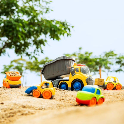 P&C 7.6" Toddler Construction Dump Truck Toys for Ages 2-4, Beach Sand Outdoor Toys Dump Truck Set with Sounds and Lights for Kids 18M+, 2, 3, 4, Ideal Birthday Christmas Gifts for Boys Girls