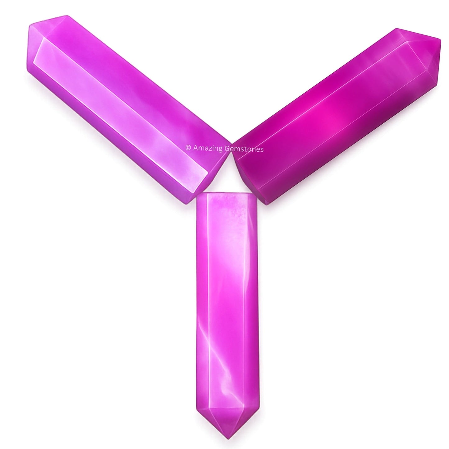 Amazing Gemstone Pink Onyx Crystal Points Bulk Healing Crystals & Stones - Pack of 3 Single Terminated Healing Wand Point Bulk Crystals for Crafts, Crystal Grid, DIY Work - Premium Crystals
