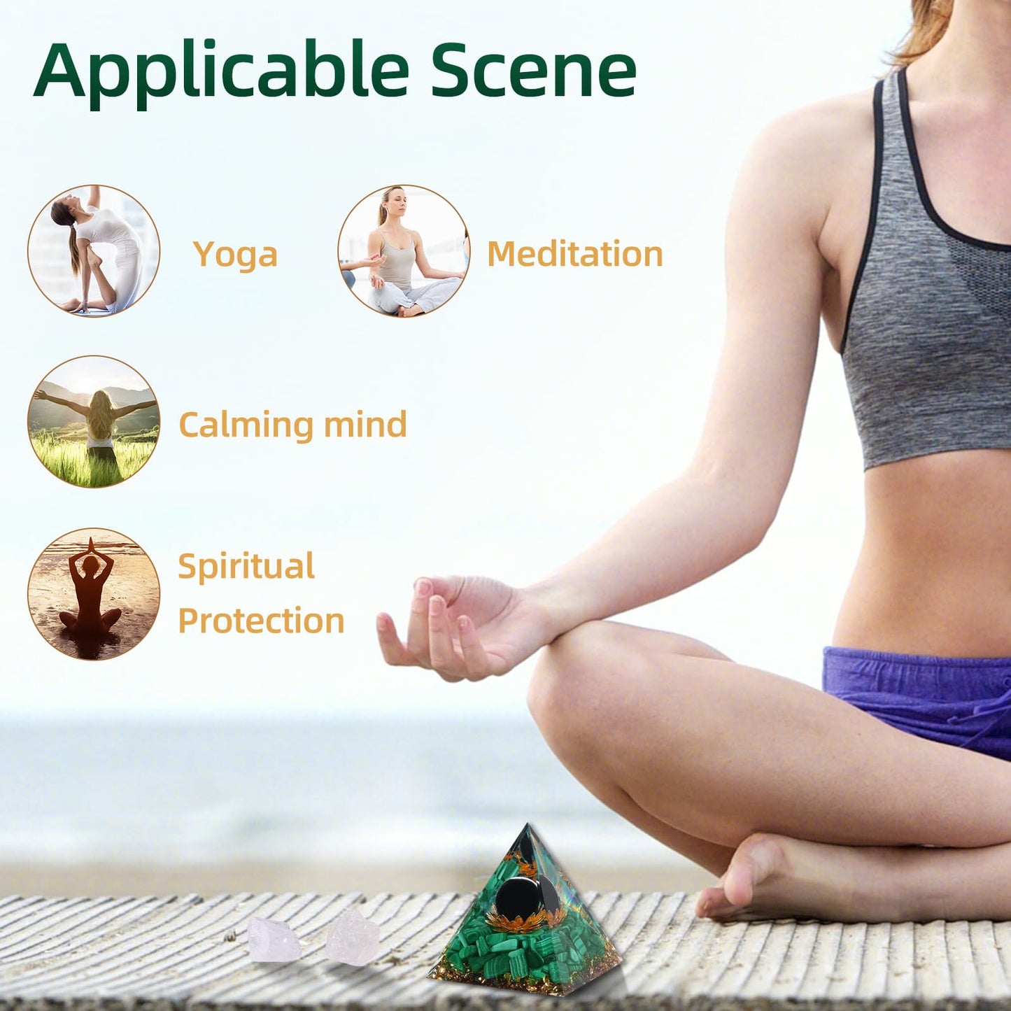 Hopeseed Orgone Pyramid for Positive Energy, Orgonite Natural Malachite&Obsidian Healing Crystals Pyramid for Reduce Stress Chakra Reiki Healing Meditation Cleanses the Mind and Boosts Confidence