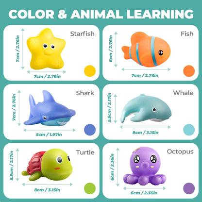Hely Cancy Infant Bath Toys for 18 Months - No Hole Animal Bathtub Toys, Baby Bath Tub Toys
