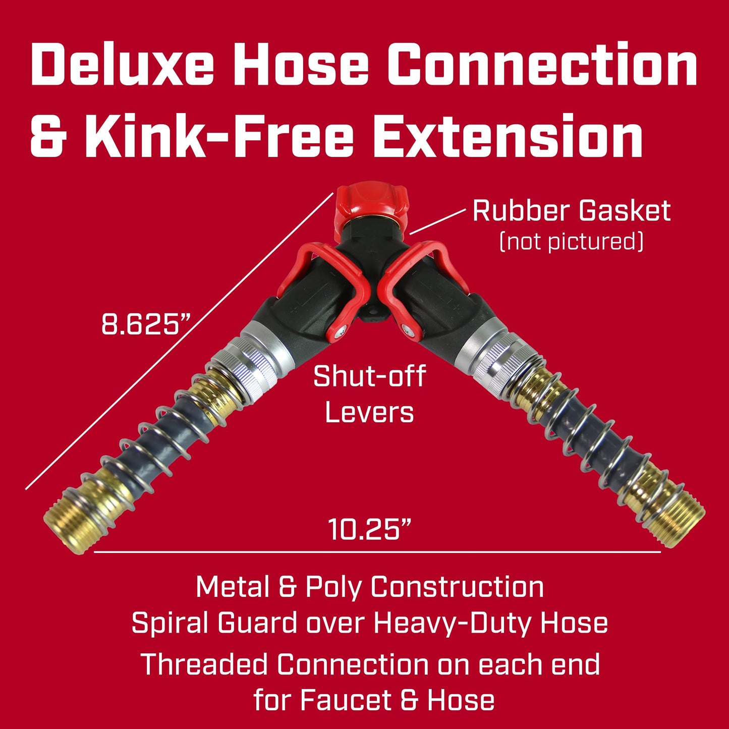Chapin 6-9482: Deluxe 2-Way Shutoff Hose Connection with Kink-Free Extensions, Fits Standard Garden Hoses, Metal and Plastic Construction with Shut-Off Valves, Leak-Free, Dual Water Flow