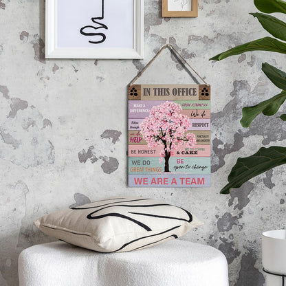 Let Them Office Quote Pink Tree Signs Wall Decor Desk Accessories Rustic in This Office Make a Difference Wooden Hanging Sign Decoration for Home Office Door 8 x 10