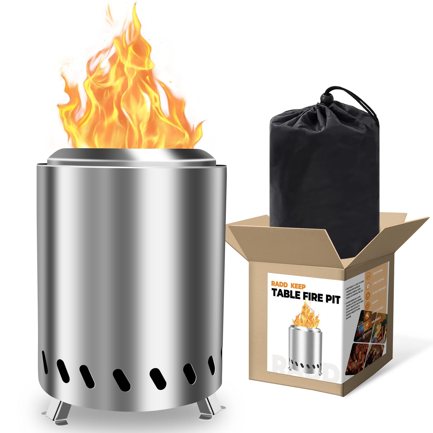Tabletop Fire Pit - Smokeless 6 Inch Table Top Firepit for Outside Small Portable Fire Pits with Carry Bag Mini Pellet Stove for Camping Backyard Patio Garden Picnic