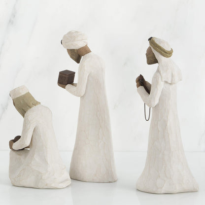 Willow Tree The Three Wisemen, Follow a Star to Find the Light of the World, Set of Walking, Bowing, Kneeling Figures Carrying Gifts for Holy Family, Sculpted Hand-Painted Figures for Classic Nativity