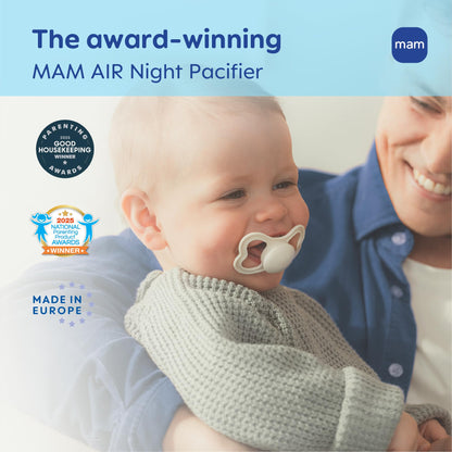 MAM Air Pacifier for Babies 16+ Months, Extra Air Flow for Sensitive Skin, Developed with Medical Experts, BPA-Free Skin Soft Silicone, 4 Count, Made in Europe