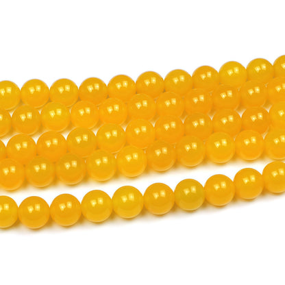 MJDCB 7A Round Natural Yellow Agate Beads Stone Loose Beads for Necklace Bracelet Charms Jewelry Making 15"(8mm)