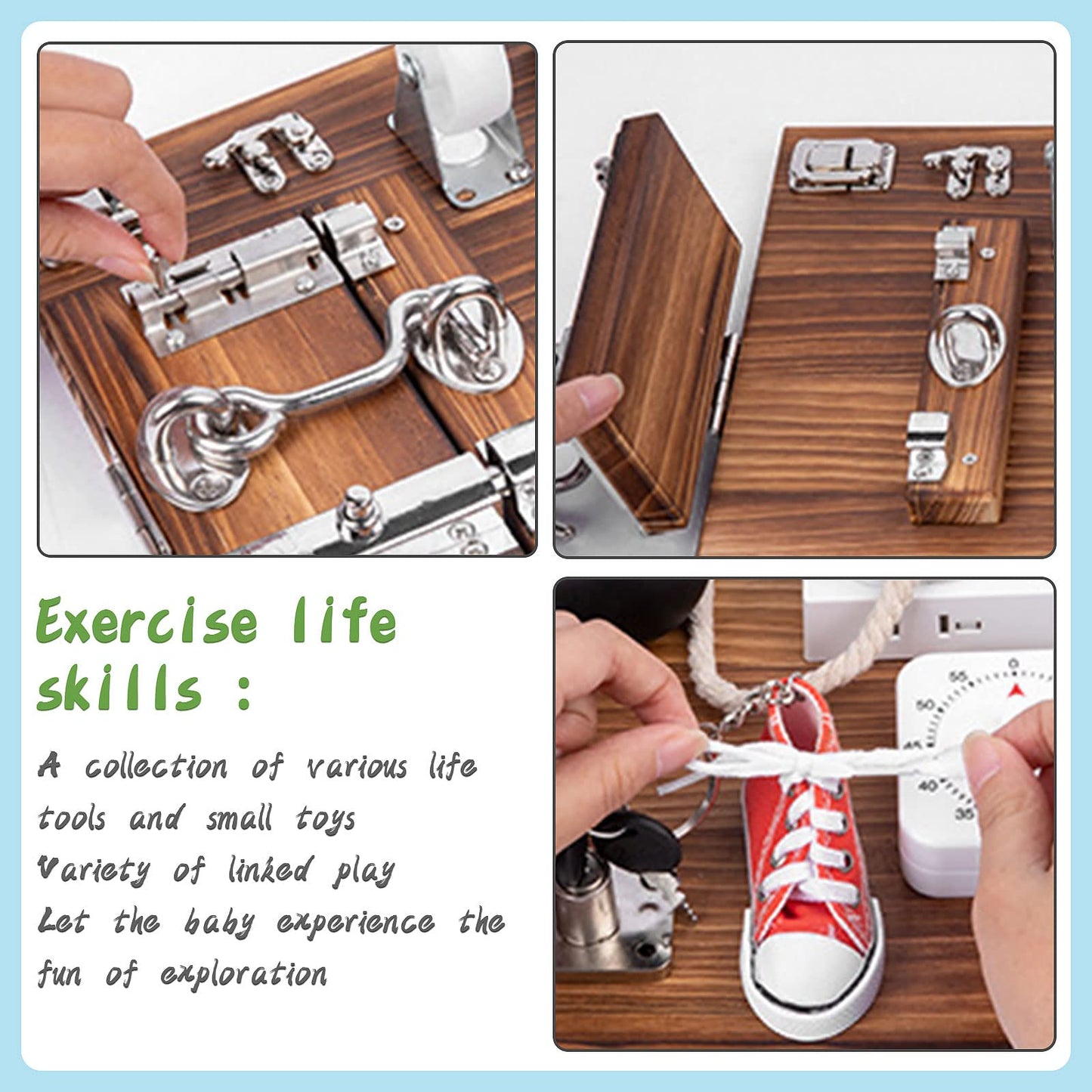 Canuan 20-in-1 Busy Board for Toddlers - Travel Toy Activity Board for Fine Motor Skills - Toys for 3 Years Old Kids With Switch, Locks, Shoe Laces, Music Box