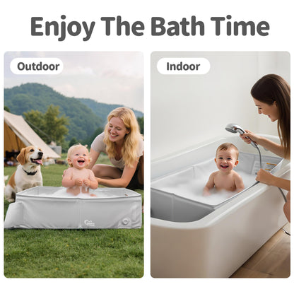 Baby Bathtub for 6M-3Y Toddler, Baby Shower Gifts & Registry Search for Boys Girls, Collapsible & Portable Bathtub for Beach Vacation Travel, Bath Essentials for Toddler, Newborn, Kids