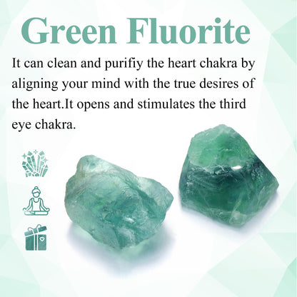 Jovivi 2pcs Raw Green Fluorite Crystals,Large 1.6-2.2" Healing Crystals Natural Rough Stones Crystal for Tumbling, Cabbing, Home Decoration, Polishing, Wicca & Reiki