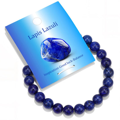Vinswet Healing Crystal Bracelets for Women Men 8mm Lapis Lazuli Natural Stone Beaded Stretch Bracelet Handmade Gemstone Reiki Spiritual Jewelry Gifts