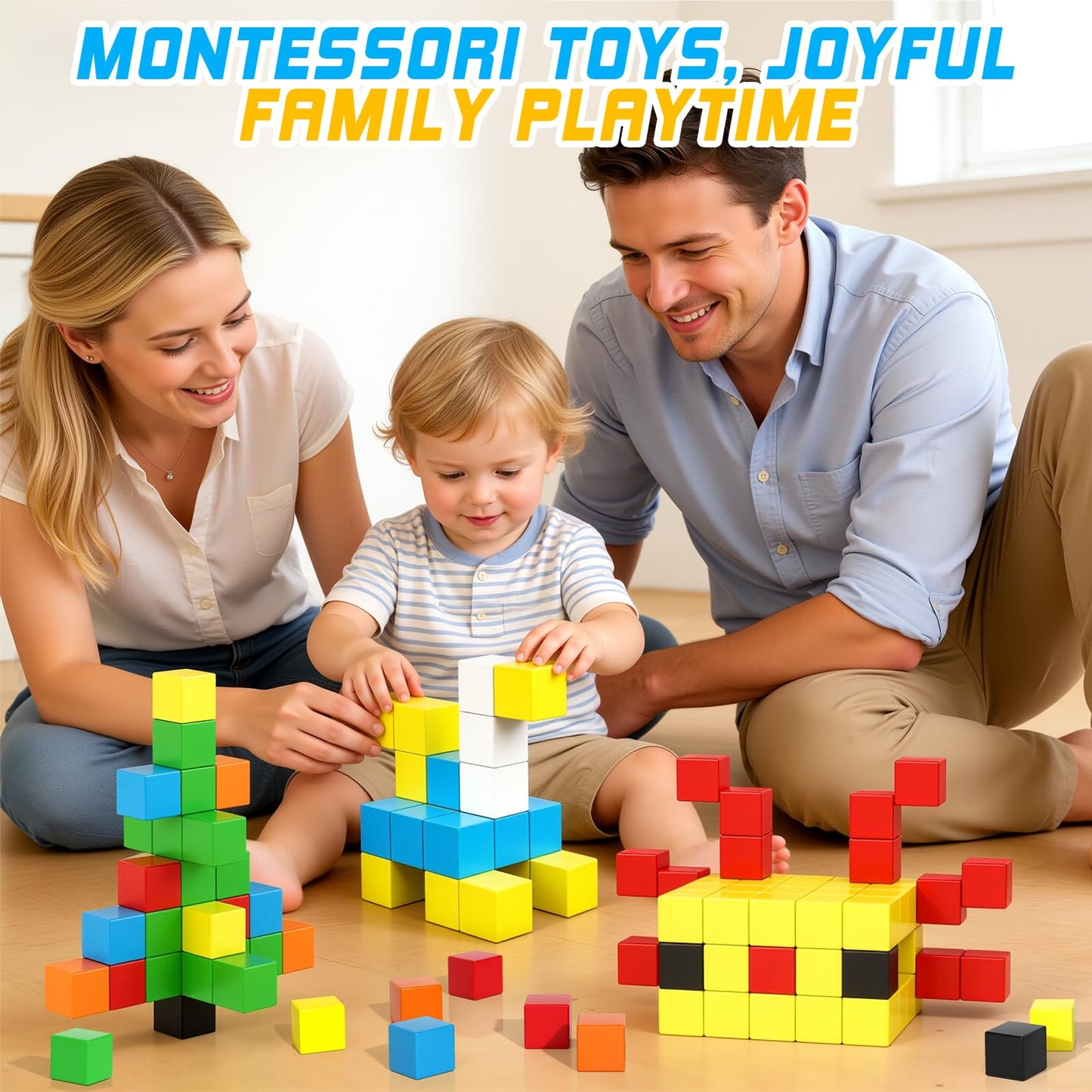 48PCS Magnetic Blocks for Toddlers Outdoor Toys, Large Magnetic Cube Toy for Sensory Montessori Education Preschool Magnet Toys for 3 4 5 6 Year Old Boys and Girls