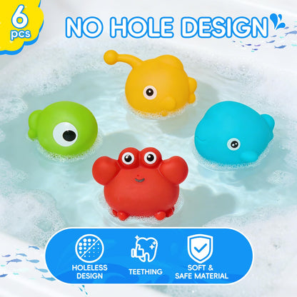 Baby Bath Toys for Kids Ages 1-3, 17PCS Mold-Free Toddler Bath Toys, Colorful Bath Boats & Stacking Cups &Whale Bath Toy, No Hole Floating Tub Toy and Storage Bag, Baby Pool Water Table Toys