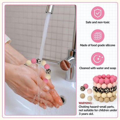 SALUOKE 100 Pcs 15mm Silicone Beads for Keychain Making, Pink Gream Silicone Beads Bulk Round for Bracelets Pens Crafts Jewelry Making (Pink Gream)