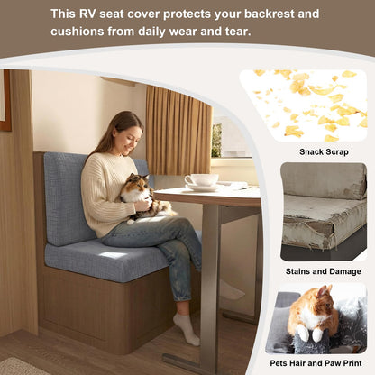 Eco-Ancheng RV Dinette Cushion Covers Camper Cushions Slipcover Stretch RV Dinette Seat Covers RV Couch Cushion Cover Sofa Seat Slipcovers for RV Camper Car Bench (1 Backrest Cover& 1 Bench Cover,08)