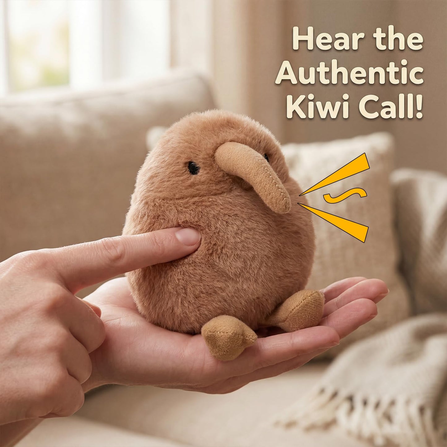 Freetoes Screaming Kiwi Bird Toy 4.5 inch,Cute Bird Stuffed Animal Desk Toy,Makes Fun Screaming Kiwi Sounds,Funny Weird Stuffed Animal Gag Gifts for Valentine Christmas,Pranks Stuff for Adults