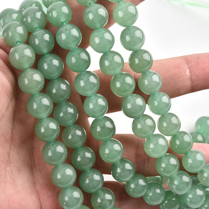 10mm Natural Green Aventurine Bead Round Semi Precious Gemstone Loose Beads for Jewelry Making 15"(35-38pcs/strand)