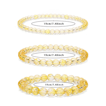 Risyfjew 4MM Handmade Citrine Natural Gemstone Stretch Elastic Bracelet,PE Film Anti-oxidation Packaging Natural Stone Crystal Healing Power Energy Gifts for Adult