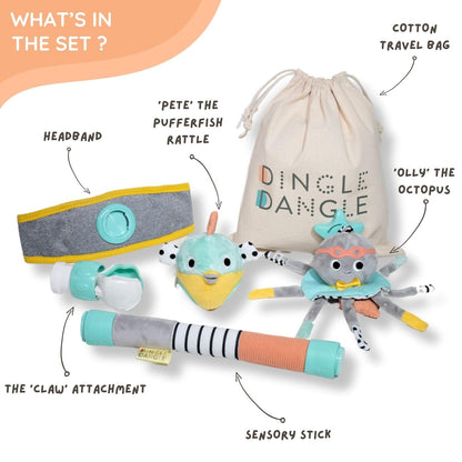 Dingle Dangle - Diaper Changing Headband & Mobile for Crib, Pushchair or Car Seat - Funny Baby Gifts - Great Baby Shower Gift or for Dads/New Parents - Featured on Shark Tank