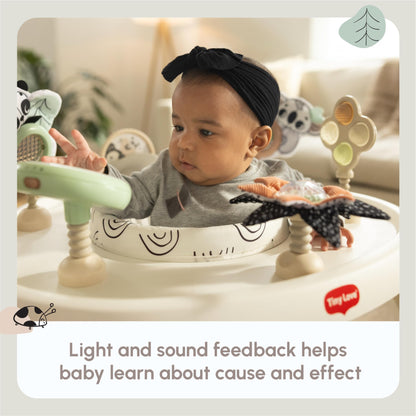 Tiny Love 4-in-1 Jump & Play Stationary Activity Center, Baby Jumper with Lights & Music, Developmental Toys, 360 Swivel Seat, Baby Activity Entertainer for 6 Months+, Black and White