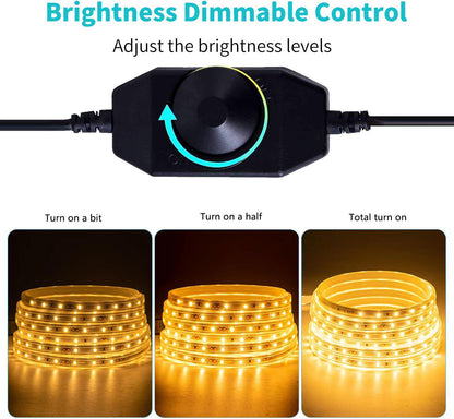 JUNWEN 20FT Warm White Rope Lights Outdoor, 12V IP65 Waterproof Led Rope Lights Indoor Cuttable, Flexible Led Strip Lights Cuttable Plug-in for Patio Deck Bedroom Kitchen Bedroom Christmas