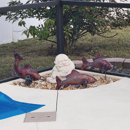 CLYB Metal Koi Fish Statues for Outside Pond Decor,Large Outdoor Fish Garden Sculptures & Statues,Antique Copper Garden Koi for Yard Patio Decoration,Metal Yard Art Gift for Mom Grandma,Set of 3