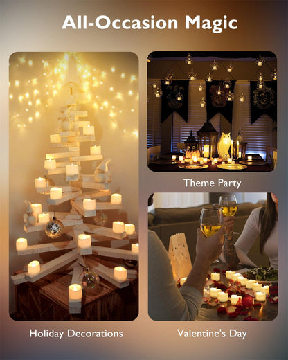 Homemory 12Pcs Flickering Flameless Candle Battery Operated, 200+Hours Fake Electric LED Tea Lights for Votive, Centerpiece Table Decorations, Wedding, Aniversary, Halloween, Christmas
