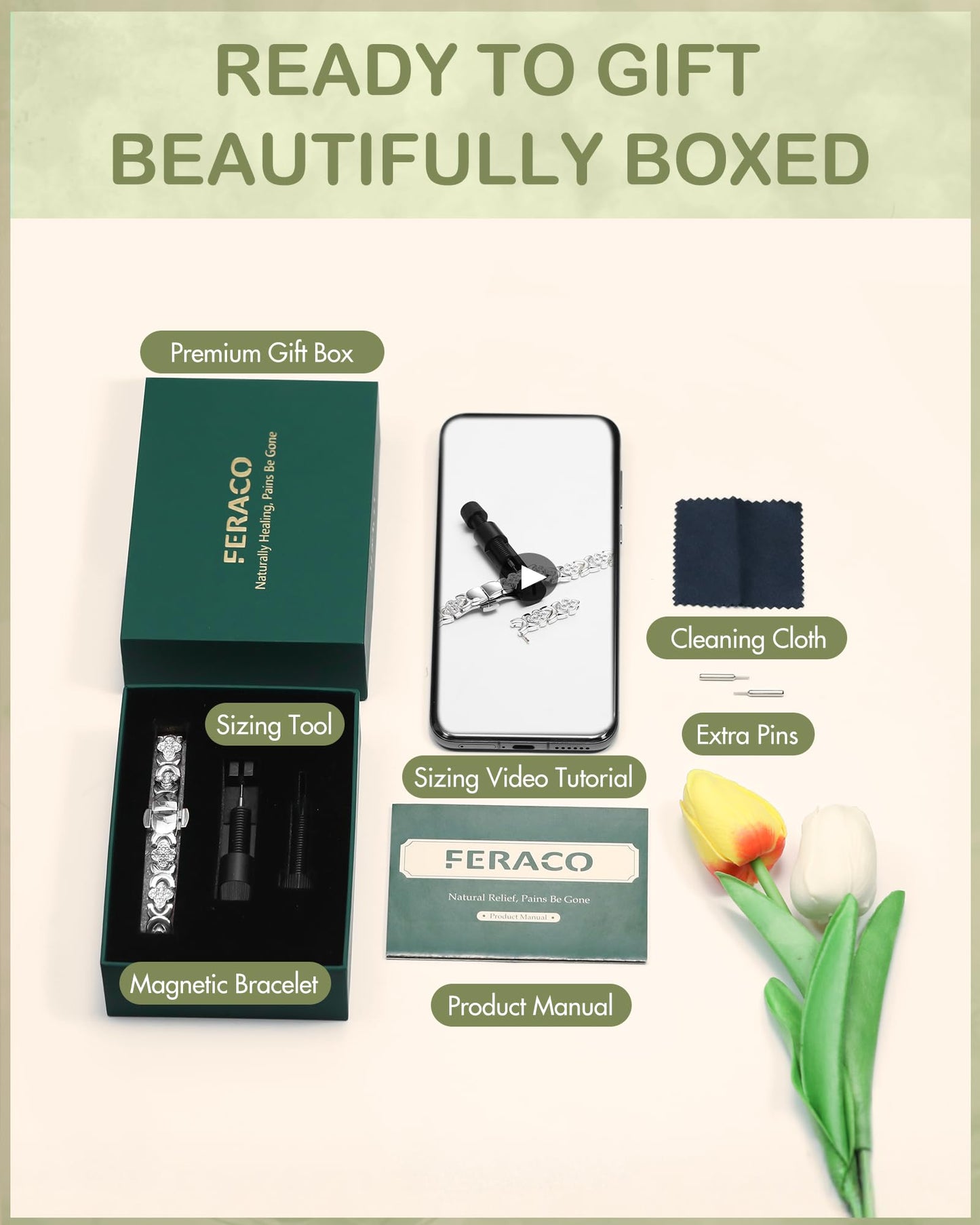 Feraco Pure Copper Bracelets for Women, 5X Ultra Strength Magnetic Bracelet with 5000 Gauss Magnets & Sparkling Cubic Zirconia, Upgraded Butterfly Clasp, Infinite Clover Jewelry Gift (Silver)