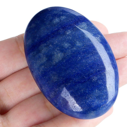 MAIBAOTA 2.4" Large Blue Aventurine Crystal Stone Polished Palm Stone Healing Crystals 0.7" Thick Natural Reiki Gemstone Worry Stone Energy Balancing Anxiety Stress Relief Meditation 1 Pc