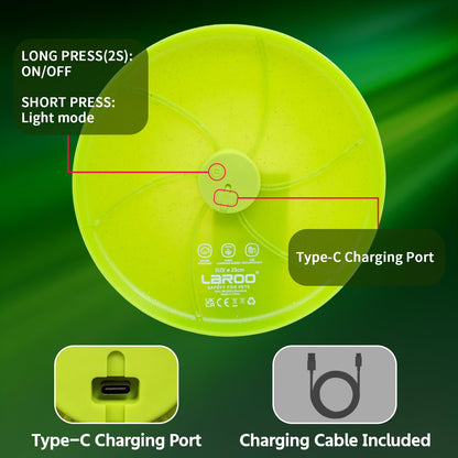 LaRoo Light up Flying Discs, Lighting Mode, Rechargeable Glow in The Dark Flying Ring, 10 in Lightweight, Suitable for Beginners Outdoor Beach Park Backyard Games - Teens Boys Adults Sports Training