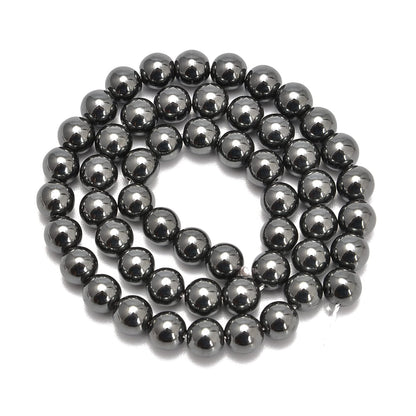 jodaying 10mm Grey Hematite Smooth Round Natural Gematone Loose Beads for Jewelry Making DIY Findings 1 Strand 15"