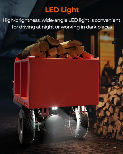 Arczorix Suqare Electric Wagon Wheelbarrow Utility Cart, Powered Deer Cart 48V 20Ah 1000W Capacity 2205Lbs, Material Hauler for Farm and Garden