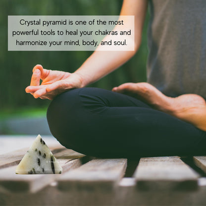 Amazing Gemstone Green Tourmaline in Quartz Pyramid Crystal Healing Stones - 1.5" Great Pyramid Figurine of Natural Stone Pyramid for Meditation, Reiki, Chakra Balancing and Crystal Pyramids Grid