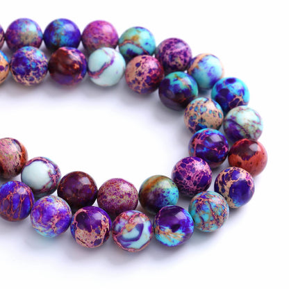 6mm 60pcs Natural Stone Galaxy Purple Sea Sediment Imperial Jasper Loose Beads for Jewelry Making DIY Bracelet Necklace